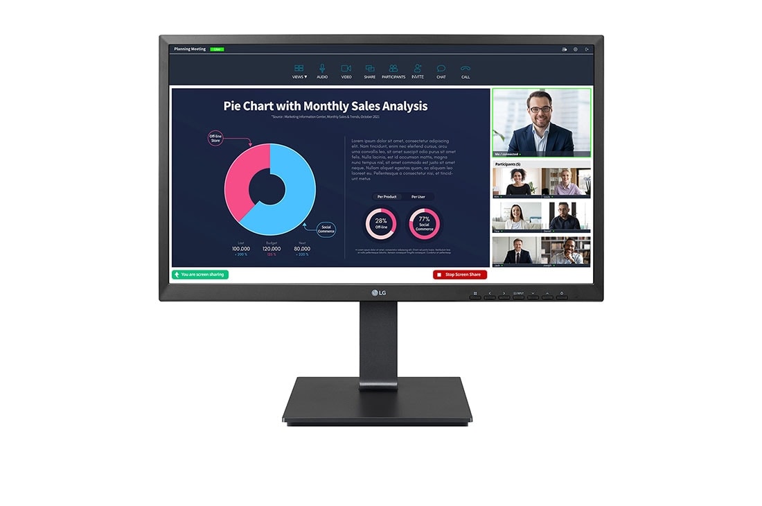 LG Οθ?νη IPS Full HD (1920x1080) 23,8 ιντσ?ν με ενσωματωμ?νη Webcam Full HD, μπροστιν? ?ψη, 24BP75CP-B