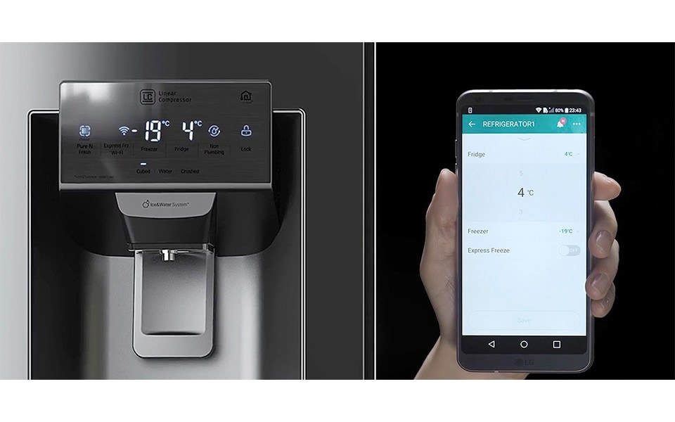 An image of LG Smart ThinQ app controlling the temperature of LG InstaView Door-in-Door?.