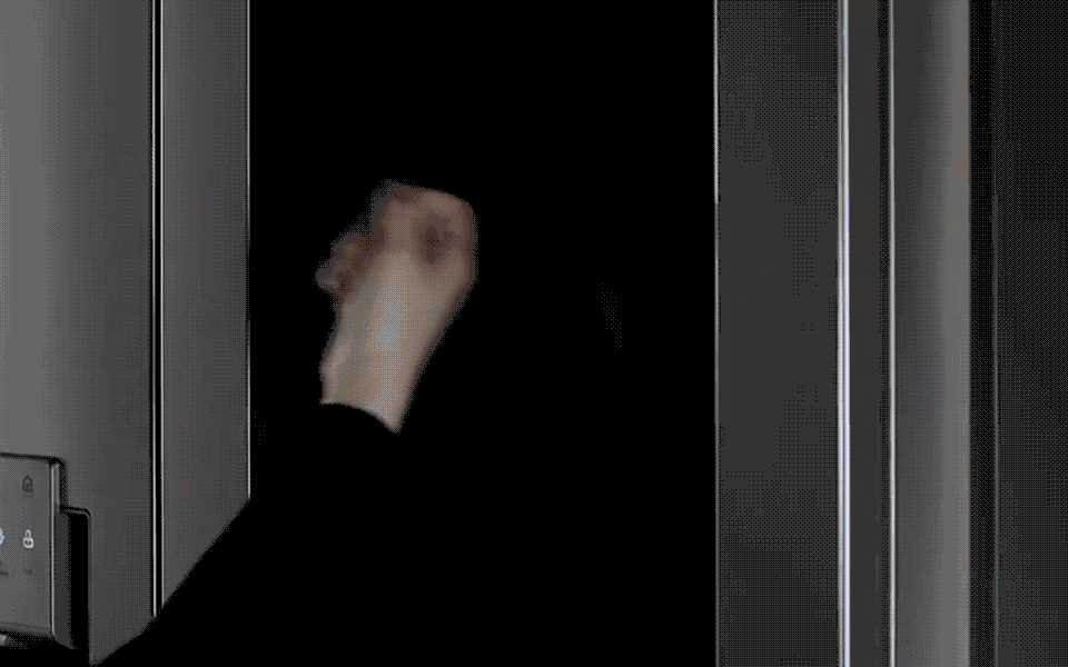 A person is showing knock-on-door to LG InstaView Door-in-Door?.