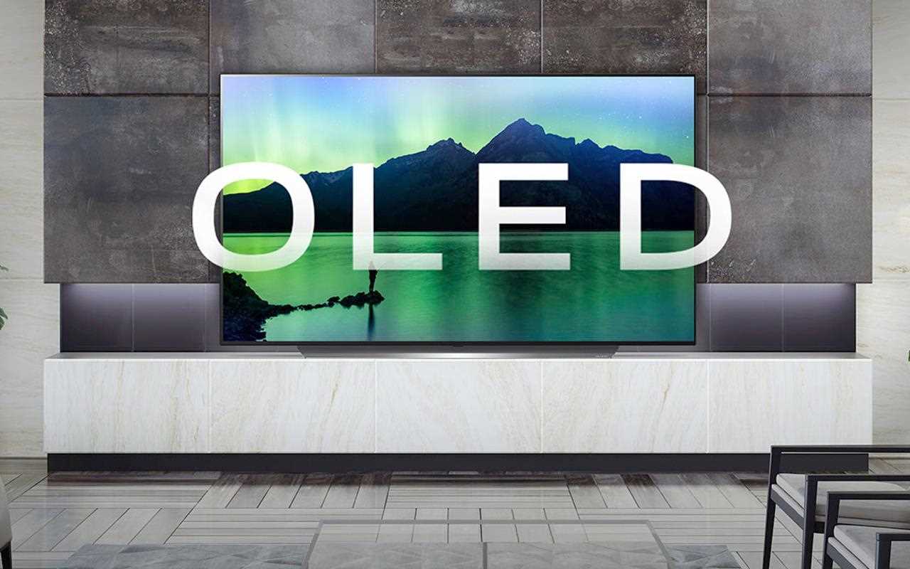 Μια τηλε?ραση LG OLED με εικ?να τοπ?ου στην οθ?νη.
