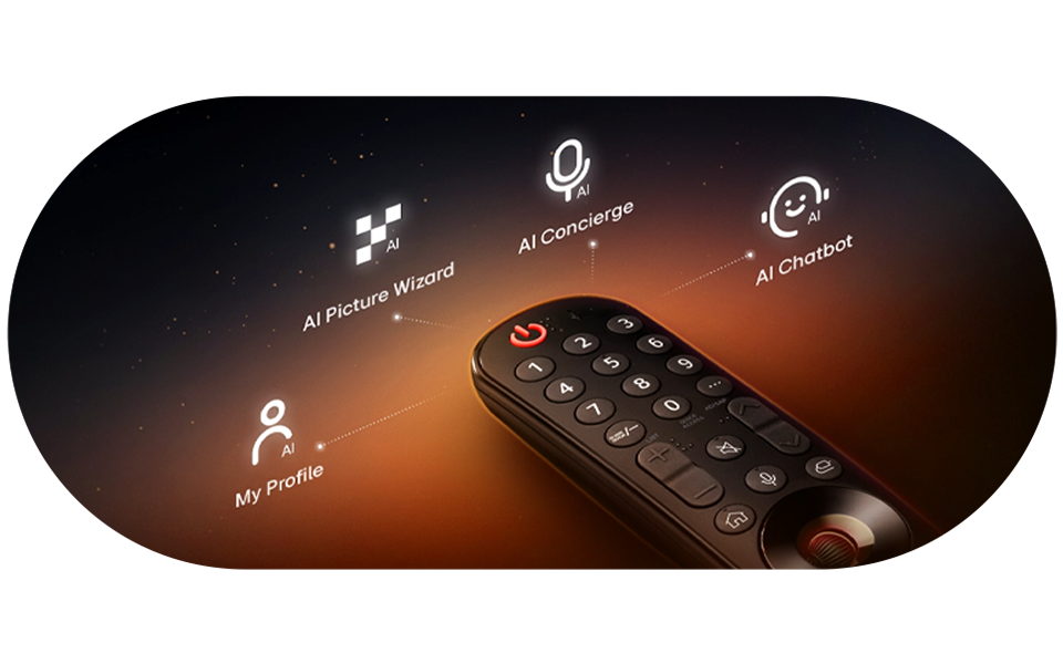 Το LG Remote with AI Experience που εμφαν?ζεται στι? τηλεορ?σει? LG AI, περιλαμβ?νει πρ?σβαση σε chatbot, θυρωρε?ο και προσαρμοσμ?νο προφ?λ.