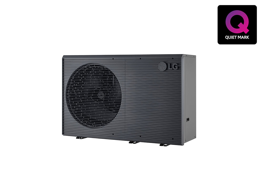 LG R290 Monobloc Hydro, 1?, 12kW, LG THERMA V  dizalica topline zrak-voda, vanjska jedinica u crnoj boji dizajnirana sa tamno sivom valovitom re?etkom, R290 Hydrosplit