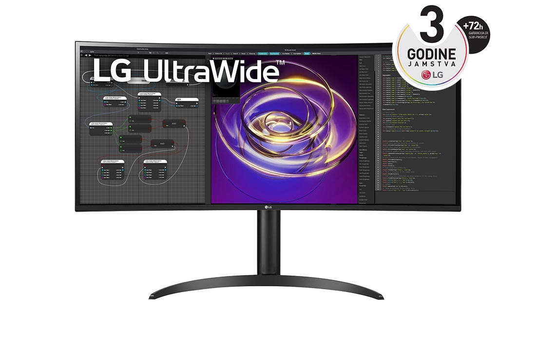 LG Zakrivljeni monitor UltraWide? QHD 21 : 9 (3440 x 1440) od 34 in?a, prikaz prednje strane, 34WP85C-B