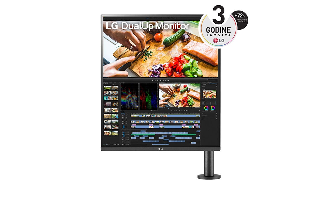 LG 27,6'' DualUp Ergo SDQHD Nano IPS monitor, prednji prikaz s krakom monitora s desne strane, 28MQ780-B