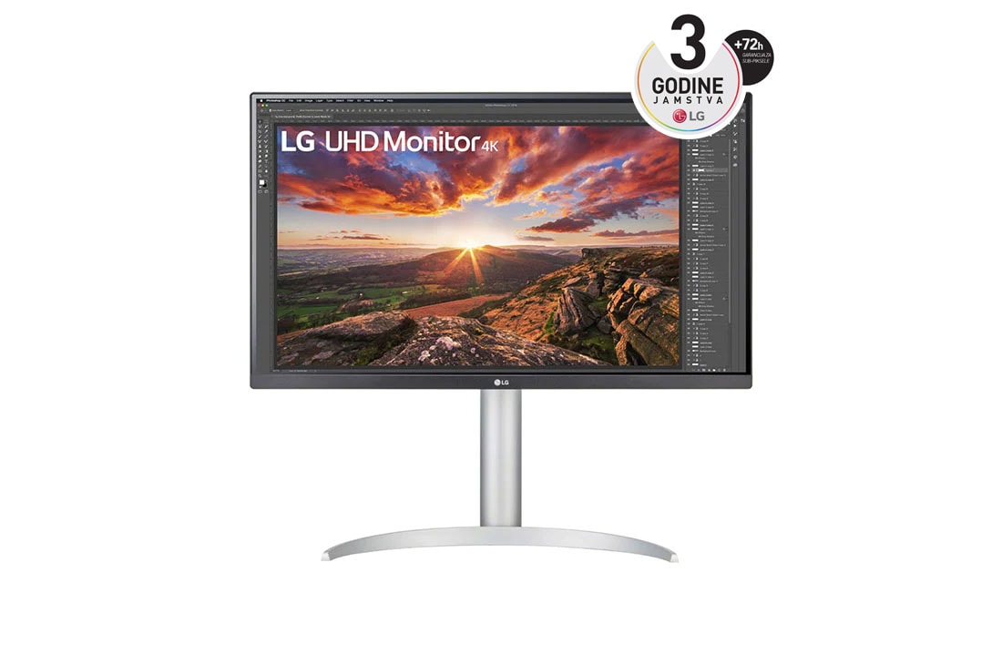 LG 27'' UHD 4K monitor VESA DisplayHDR? 400 USB Type-C?, prikaz prednje strane, 27UP850N-W