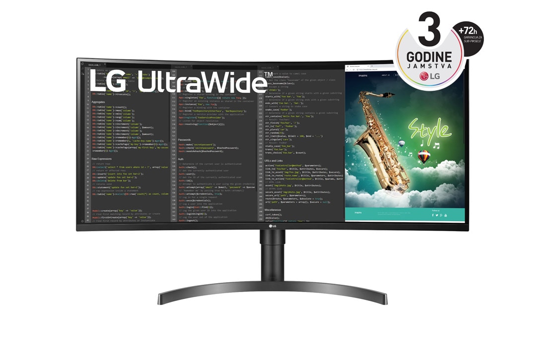 LG 35''  21:9  UltraWide? QHD monitor s HDR 10, prikaz prednje strane, 35WN75CP-B