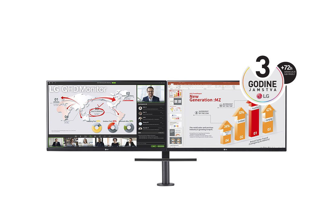 LG 27'' QHD IPS Ergo monitor s USB Type-C? i Daisy Chain , Prikaz prednje strane s modulom ?Usporedno”, 27QP88DP-BS