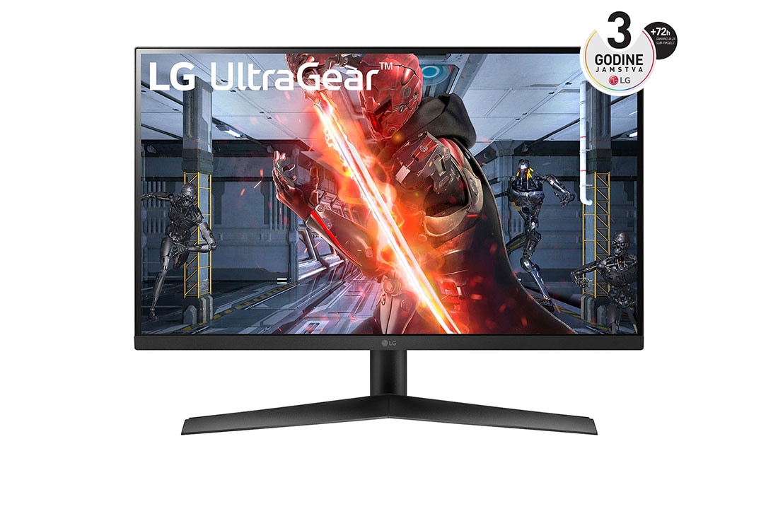 LG Zakrivljeni monitor UltraGear? 16:9 Full HD od 27 in?a za videoigre s brzinom osvje?avanja od 144 Hz, prikaz prednje strane, 27GN60R-B