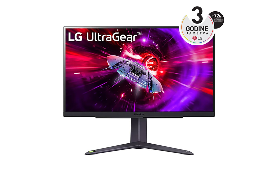 LG Monitor UltraGear? 16:9 QHD od 27 in?a za videoigre s brzinom osvje?avanja od 165 Hz, prikaz prednje strane, 27GR75Q-B