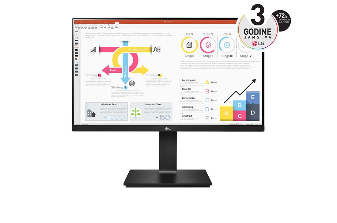 LG 23,8” QHD IPS monitor omjera 16:9 s brzinom osvje?avanja od 60 Hz, prikaz prednje strane, 24QP750P-B