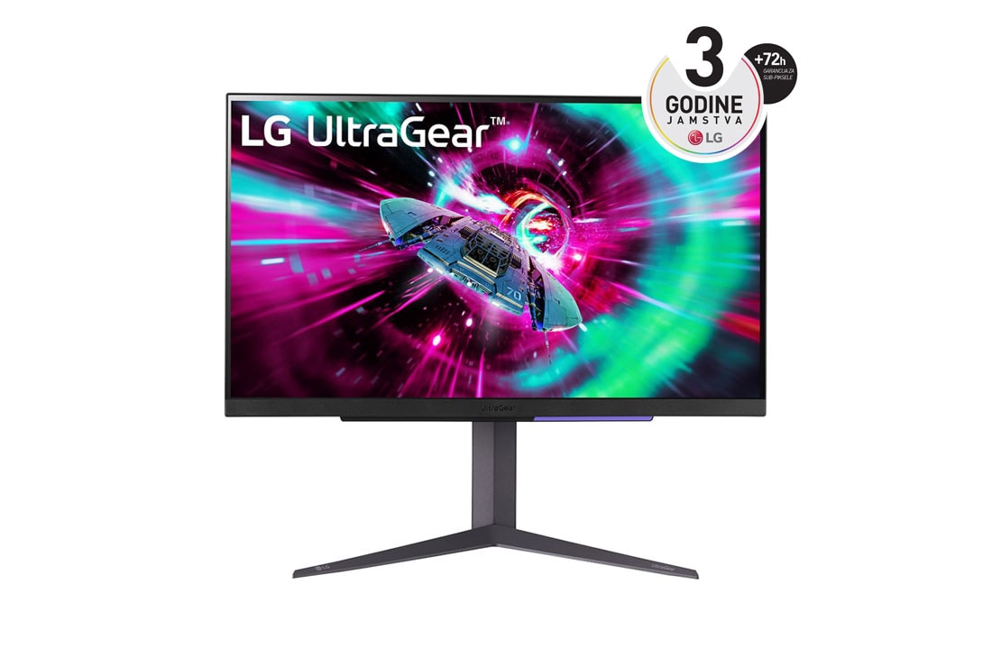 LG 27” LG UltraGear? 16:9 UHD Gaming Monitor brzinom osvje?avanja od 144 Hz, prikaz prednje strane, 27GR93U-B
