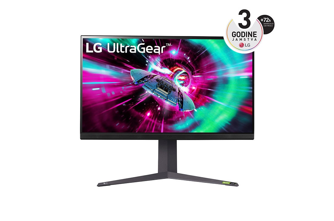 LG 31.5” LG UltraGear? 16:9 UHD Gaming Monitor brzinom osvje?avanja od 144 Hz, prikaz prednje strane, 32GR93U-B