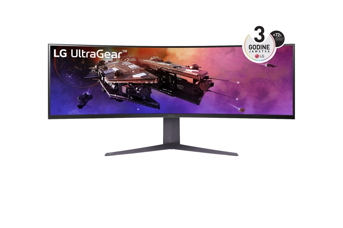 LG 45” UltraGear? omjer slike 32:9, dvostruki QHD, zakrivljeni gamer monitor s brzinom osvje?avanja od 200 Hz      , Prikaz prednje strane, 45GR75DC-B