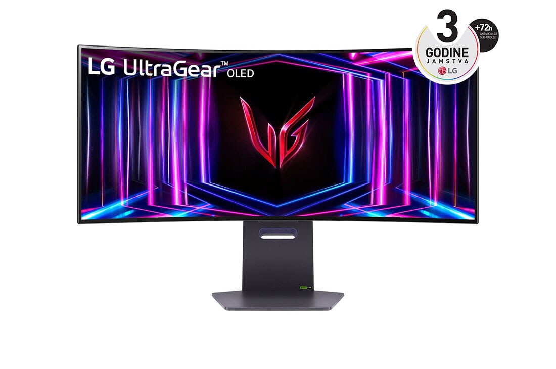 LG 34” UltraGear? 21:9 QHD zakrivljeni gaming monitor s brzinom osvje?avanja od 240 Hz, prikaz prednje strane, 34GS95QE-B