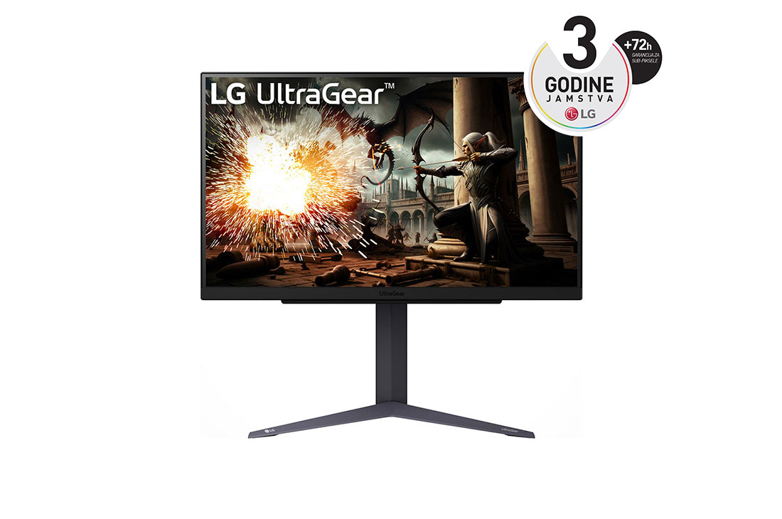 LG 27'' UltraGear? IPS 16:9 omjer slike QHD gaming monitor s brzinom osvje?avanja od 200 Hz, prikaz prednje strane, 27GS75Q-B
