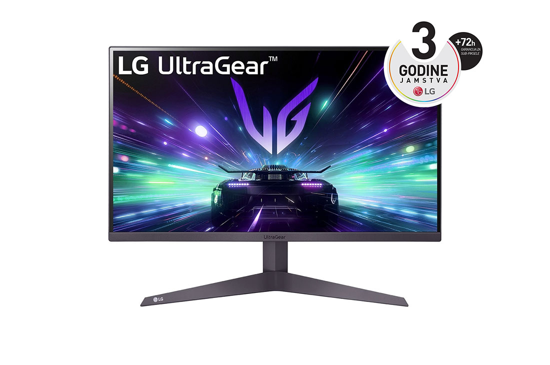 LG 24'' UltraGear? 16:9 FHD gaming monitor s omjerom ?irine i visine slike s brzinom osvje?avanja od 180 Hz, prikaz prednje strane, 24GS50F-B