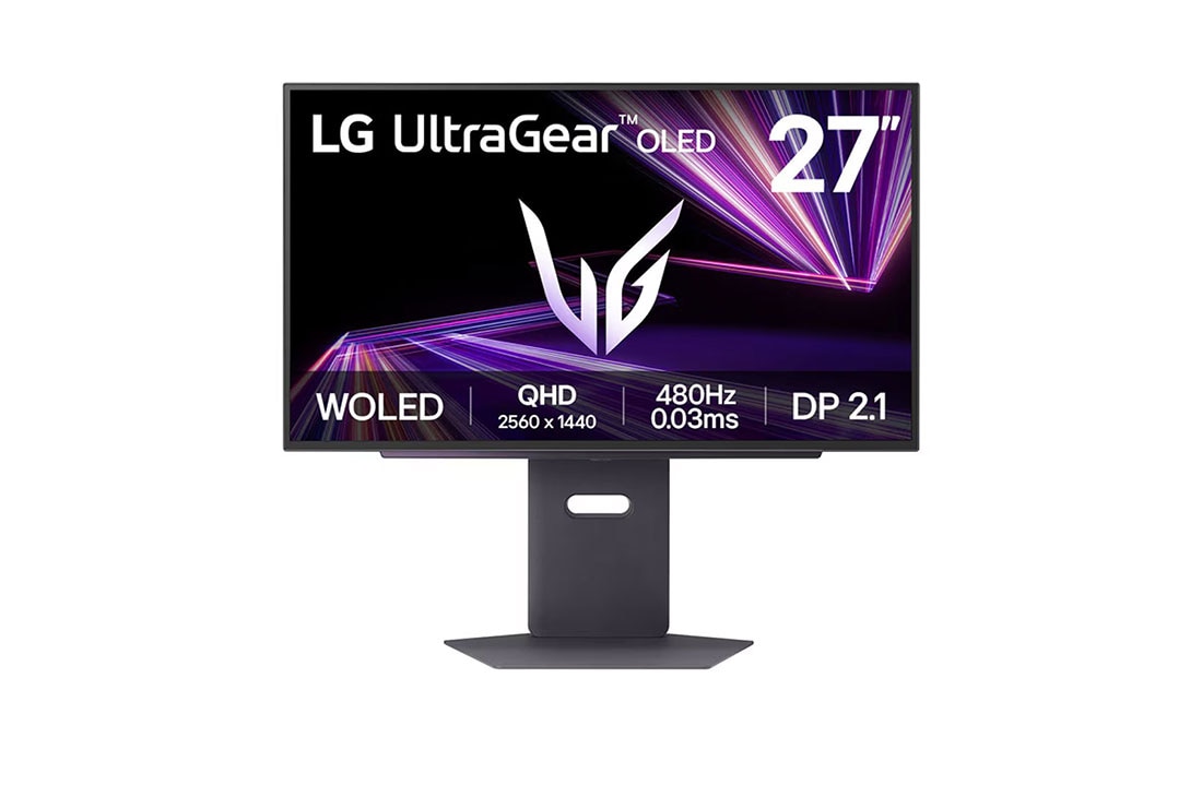 LG 27” UltraGear? OLED 16:9 omjer slike QHD gaming monitor s brzinom osvje?avanja od 480 Hz, prikaz s prednje strane, 27GX790A-B