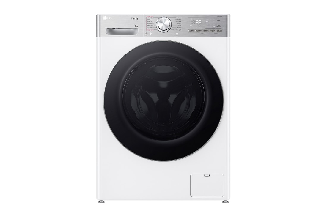 LG 9 kg, max. 1400 okr./min., Perilica rublja sa parom, TurboWash?360, AI DD? tehnologija i WiFi funkcija, Pogled sprijeda, F4WR909P3W