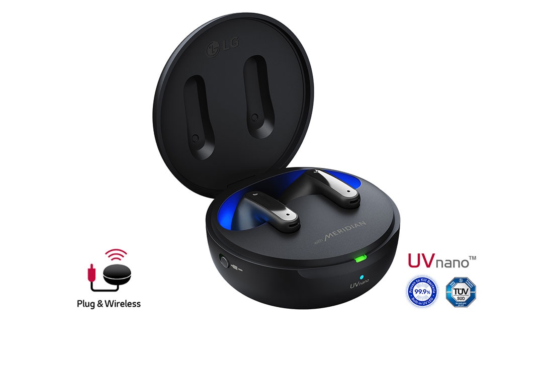 LG TONE Free FP9 - ??????? UVnano ?? True Wireless Bluetooth ??? ???????? Plug and Wireless, ????? ???? ???? ?????? ?? 15 ????? ?????? ???? ????? ????? ????? UVnano ?-Plug&Wireless ??????, TONE-FP9