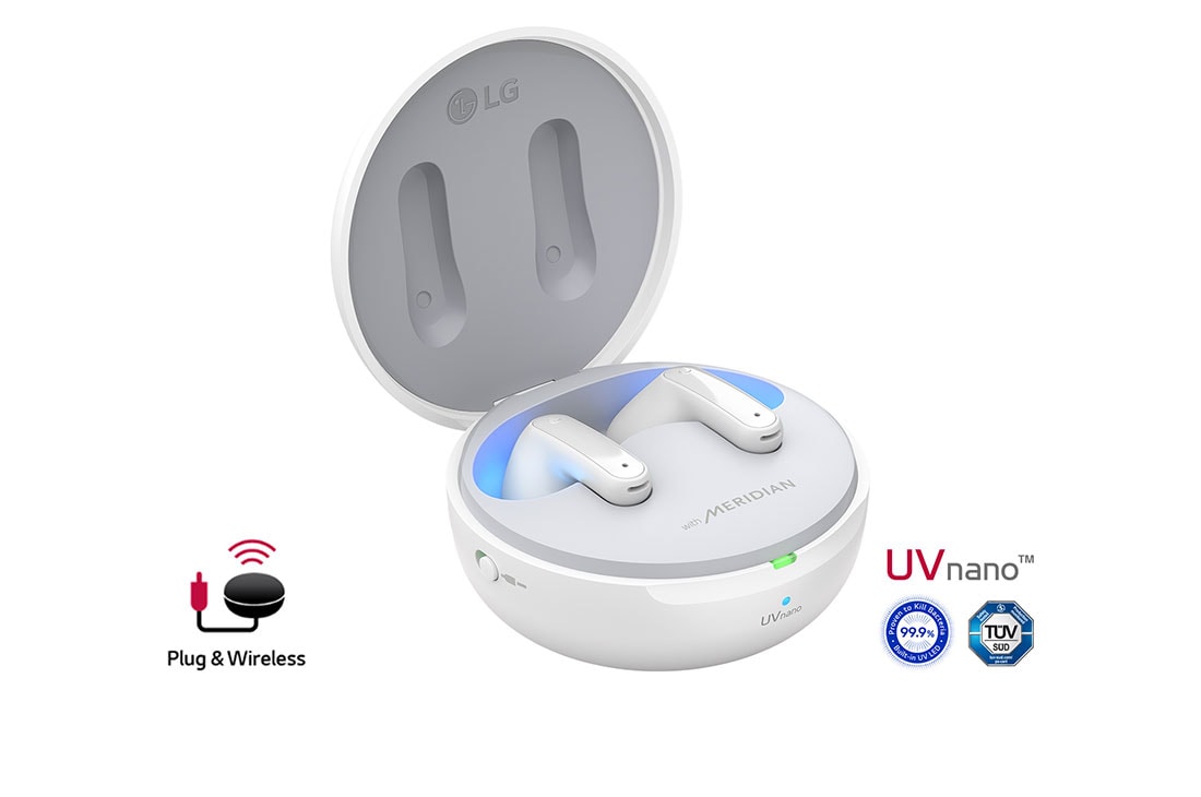 LG TONE Free FP9 - ??????? UVnano ?? True Wireless Bluetooth ??? ???????? Plug and Wireless, ????? ???? ???? ?????? ?? 15 ????? ?????? ???? ????? ????? ????? UVnano ?-Plug&Wireless ??????, TONE-FP9W