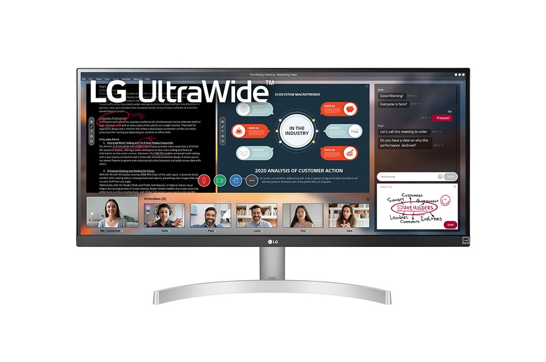 LG ??? ''29 UltraWide? Full HD (2560x1080)  IPS ???? ?HDR10 / FreeSync   ???? 21:9, ??? ????, 29WN600-W