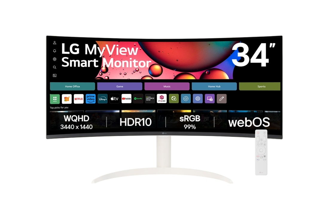 LG ?? LG MyView Smart ????? 34 ????' ???? 21:9 WQHD UltraWide ???? (3440x1440) ?? webOS, ??? ???? ?? ??? ????, 34SR65QC-W
