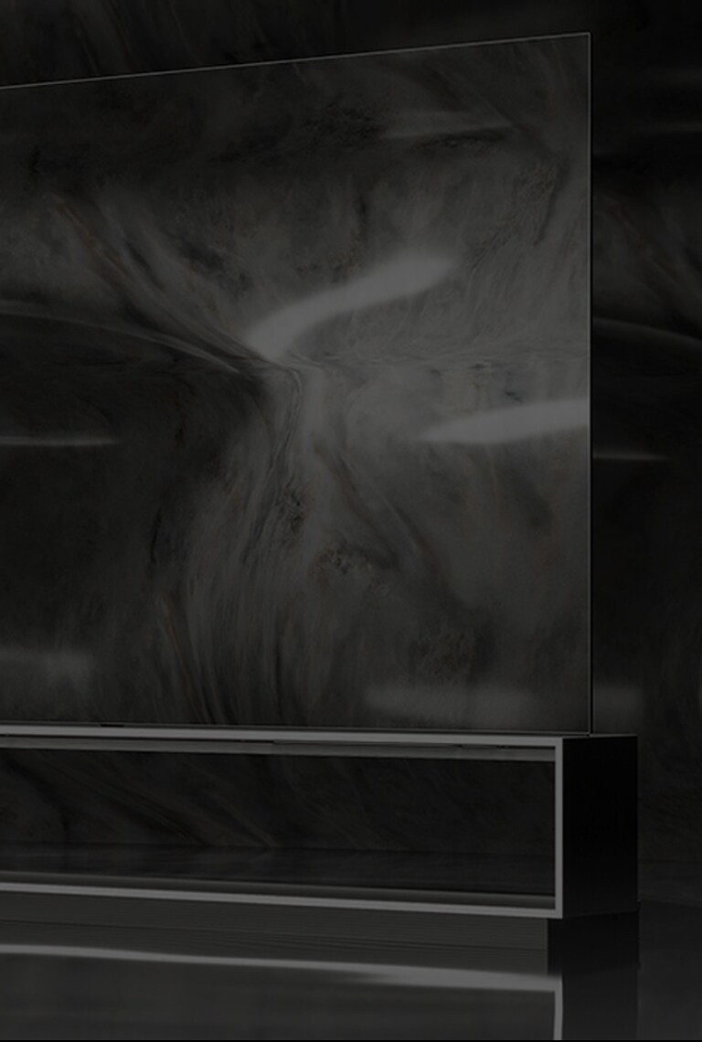 LG SIGNATURE OLED 8K collocato su un pavimento di marmo grigio.