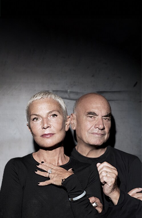Immagine in bianco e nero di Massimiliano e Doriana Fuksas. (Immagine che appare quando ci passi sopra con il mouse)
