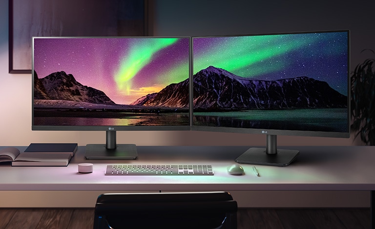 LG 24MP400-W  This display has slim bezel on three sides and doesn't interfere with dazzling precision