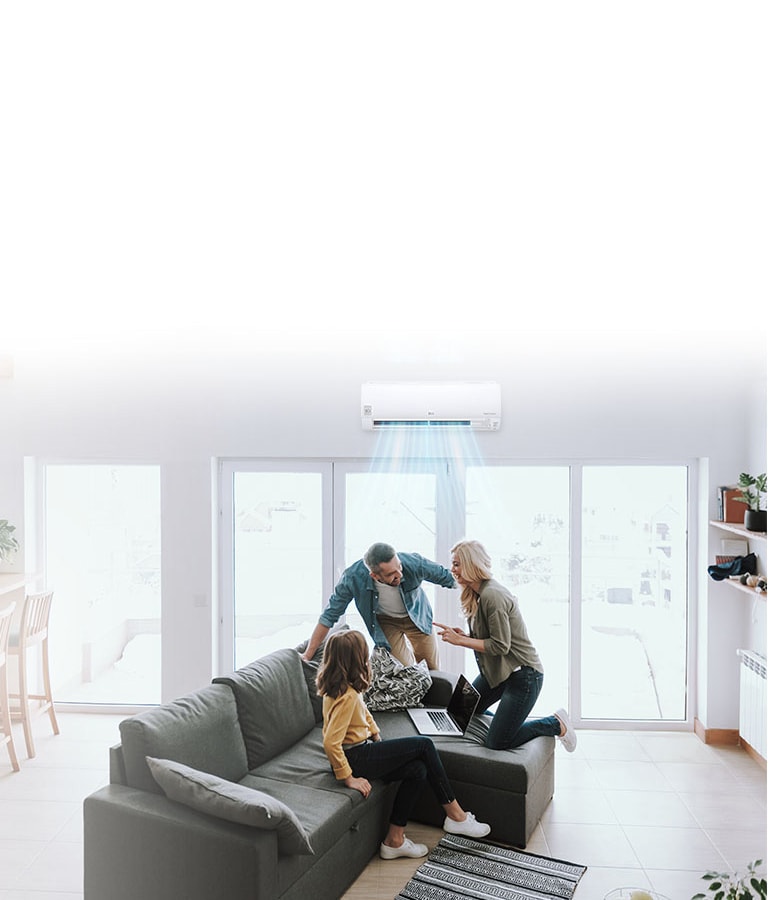 An image of a family having a good time in a living room.