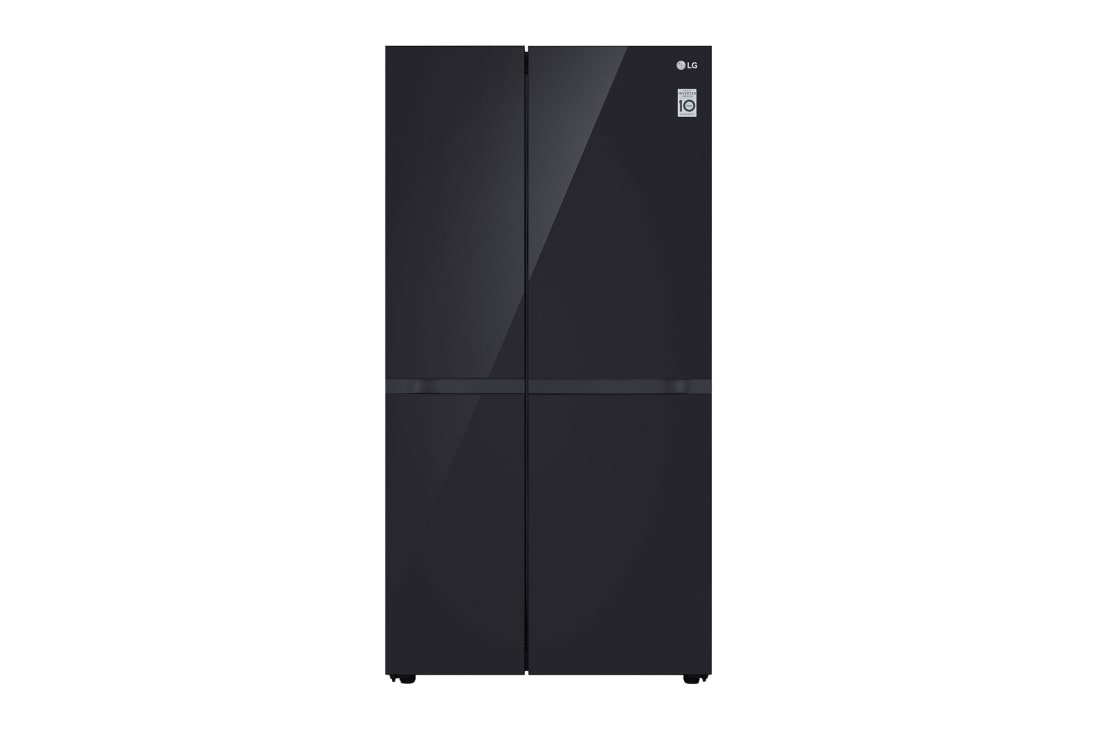 LG Side by Side 647L Refrigerator, Inverter Compressor, Multi AirFlow, Express Cool, Smart Diagnosis?, Black Glass color, front view, GCB-287GNWB