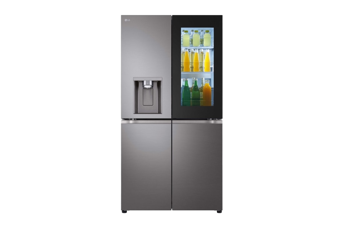 LG InstaView Door-in-Door?, Four Door Refrigerator, 900L Gross Capacity with HygieneFRESH+?, Front view, GCX-334DFBB