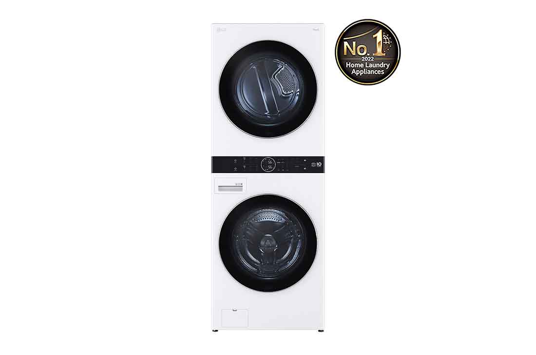 LG Single Unit Front Load 17/16kg LG WashTower? with Centre Control?, White Color, Front View, WT1716WRK