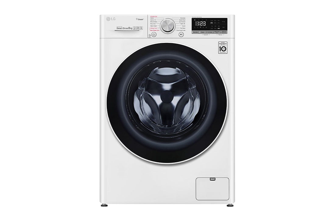 LG 8Kg Front Load Washer, AI DD?, Steam?,White Color, Front view, F4V5TYP0W