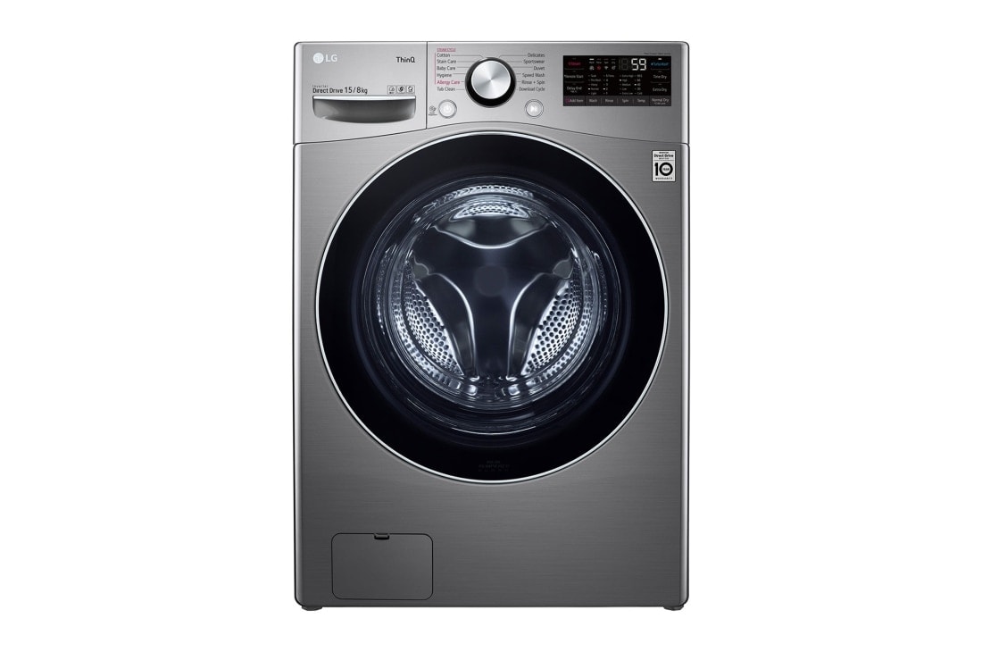 LG Front Load Washer Dryer with AI Direct Drive?, 15/8KG, Front view, F2515RTGV