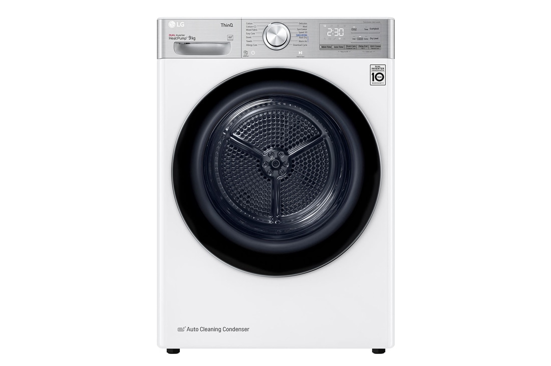 LG d?iovykl? 9kg | RH9 serijos | A+++ | Baltas | DUAL Inverter Heat Pump | WiFi | Auto Cleaning Condenser | Smart Pairing | RH90V9AV2QR , Priekis, RH90V9AV2QR