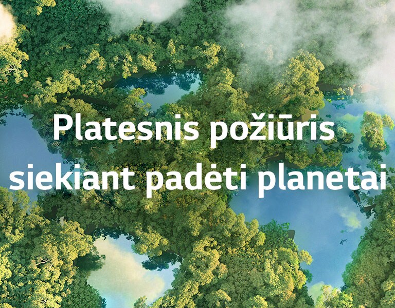 Platus ?alio mi?ko vaizdas i? vir?aus, matomas debesis