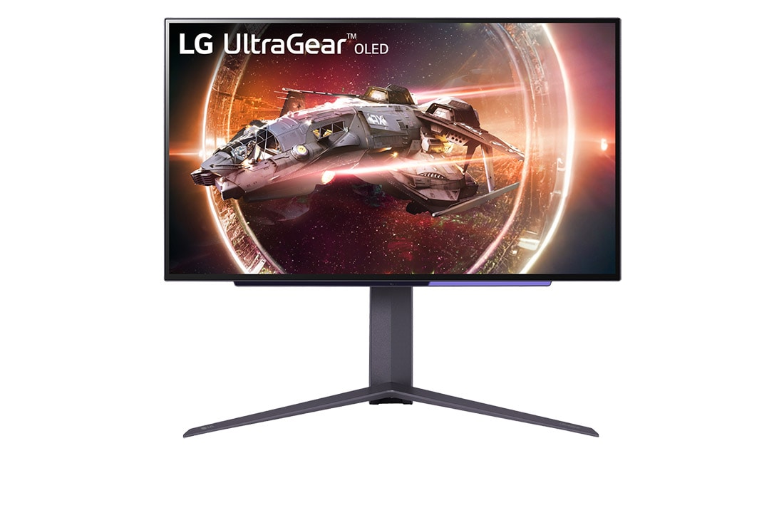 LG 27 coli? ?UltraGear?“ OLED ?aidim? monitorius | HDR400 ?True black“, 240 Hz, 0,03 ms (GtG), vaizdas i? priekio, 27GS95QE-B
