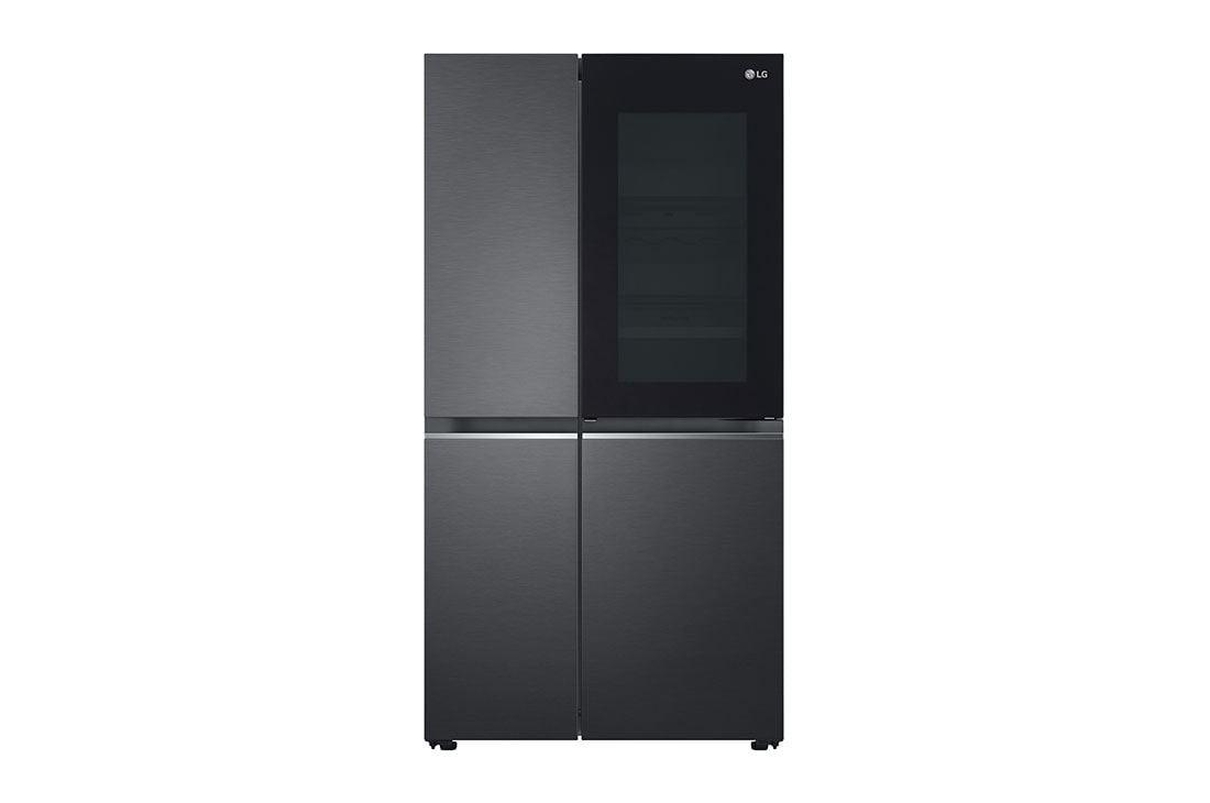 LG Side-by-Side InstaView Door-in-Door? ?aldytuvas, 635L, plotis 91,3cm, auk??io 179cm, Total No Frost, priekinis ap?vietimas ? produkt? skyri?, GSQV90MCAE