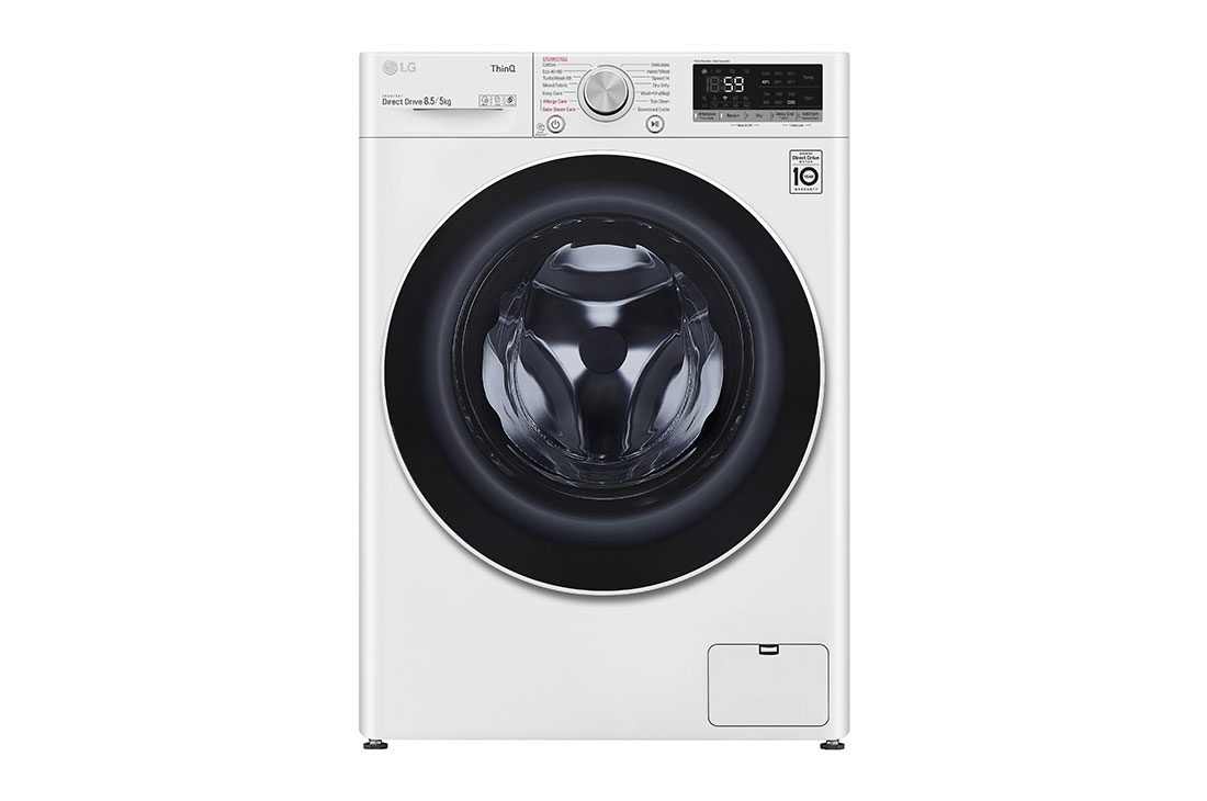 LG siaura skalbykl? ir d?iovykl?  8.5/5kg | AIDD | V5 serijos |C/E | Gylis 47.5cm | Balta |Turbowash|Steam | WiFi |F2DV5S8S0, 8.5kg TurboWash? skalbimo ma?ina su d?iovintuvu, C klas?, F2DV5S8S0