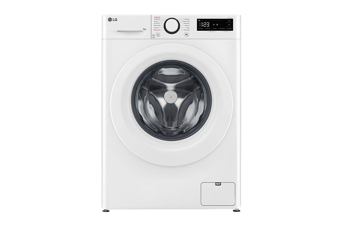 LG siaura skalbykl? 8 kg | AIDD | R5 serijos | A-10% | Gylis 47.5cm | Balta |Steam | F2WR508SWW, Vaizdas i? priekio, F2WR508SWW