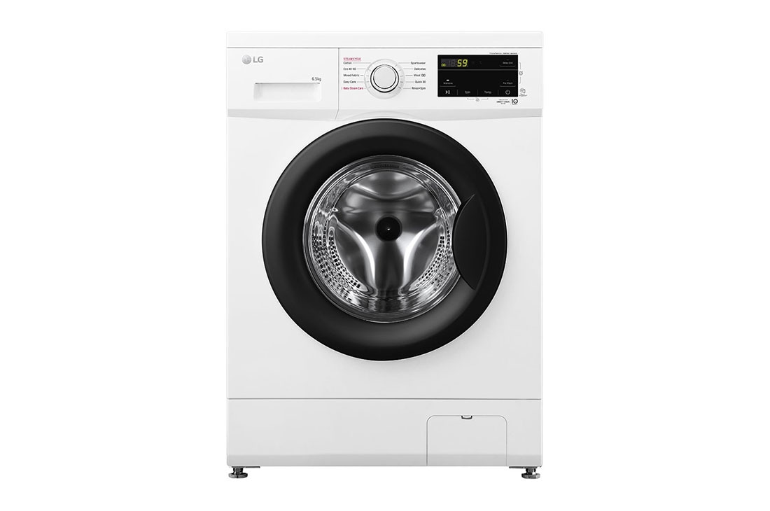 LG skalbimo ma?ina | 6.5kg | Baltas | E klas? | Inverter Direct Drive? | Steam?, front view, F2J3WSBWE