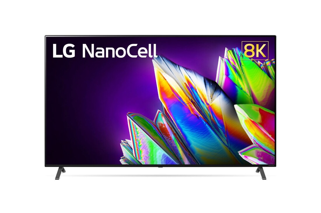 LG 75 coli? ?NanoCell“ 8K televizorius su procesoriumi ?α9“ ir garso technologija ?Dolby Atmos“, vaizdas i? priekio su papildomu vaizdu, 75NANO973NA