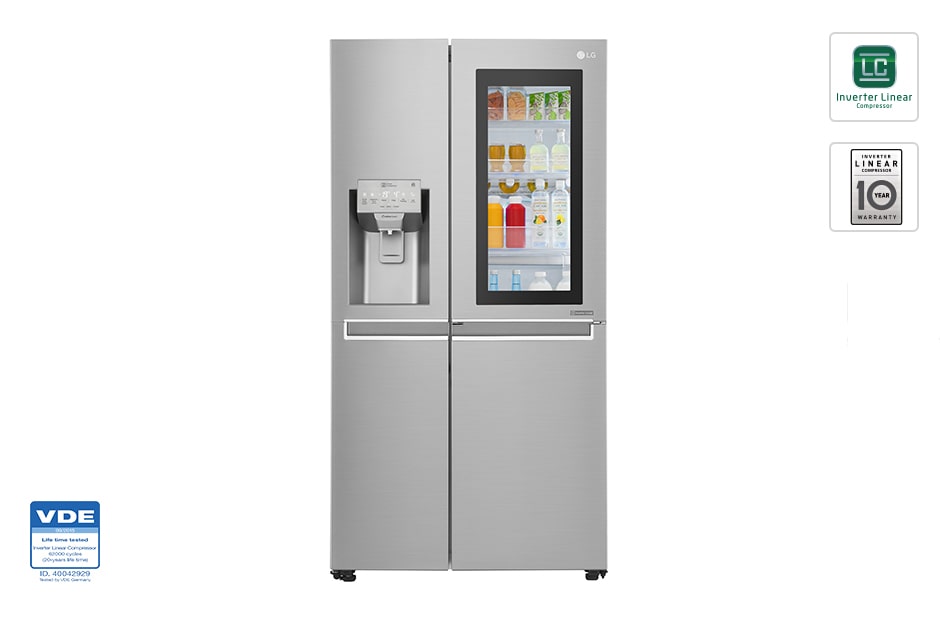 LG 625L No-Frost Side-by-Side InstaView Door-in-Door? ledusskapis, platums 91,2cm, augstums 179cm , GSX961NSAZ