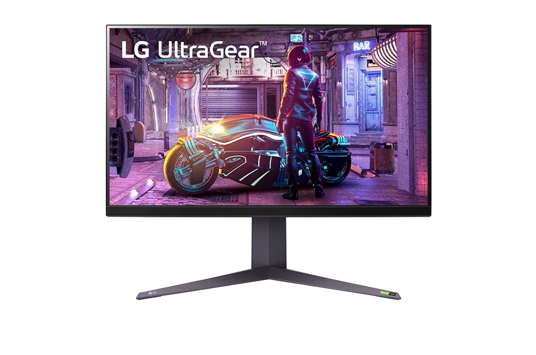 LG 32 collu UltraGear? QHD monitors spēlēm ar 240Hz (virstaktēti 260Hz) atsvaidzes intensitāti, skats no priek?puses, 32GQ850-B