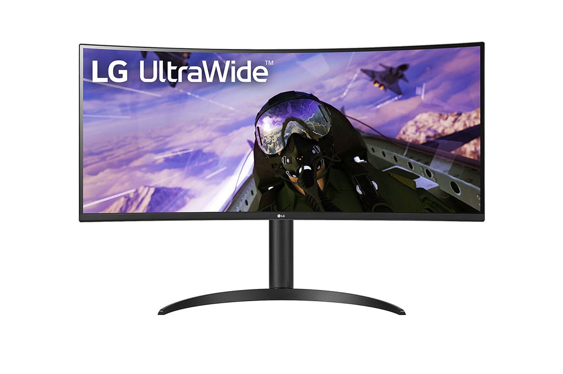 LG 34'' 21:9 izliekts UltraWide? QHD (3440 x 1440) monitors, skats no priek?puses, 34WP65CP-B