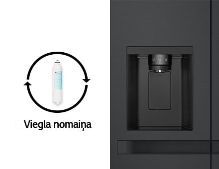 ūdens tvertnes un ūdens sa?em?anas aina no dozatora tiek parādīta kā divda?īgs griezums.