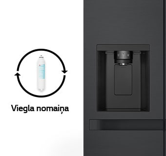 ūdens tvertnes un ūdens sa?em?anas aina no dozatora tiek parādīta kā divda?īgs griezums.