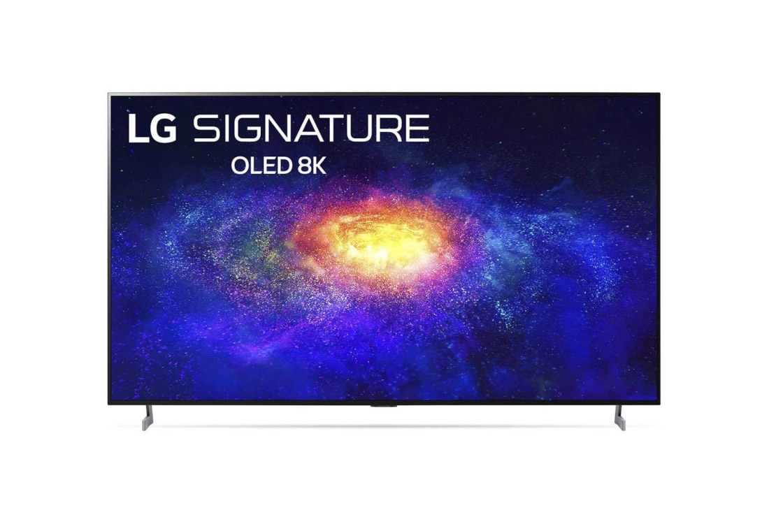 LG 77 collu OLED 8K televizors, skats no priek?puses ar aizpildo?o attēlu, OLED77ZX9LA