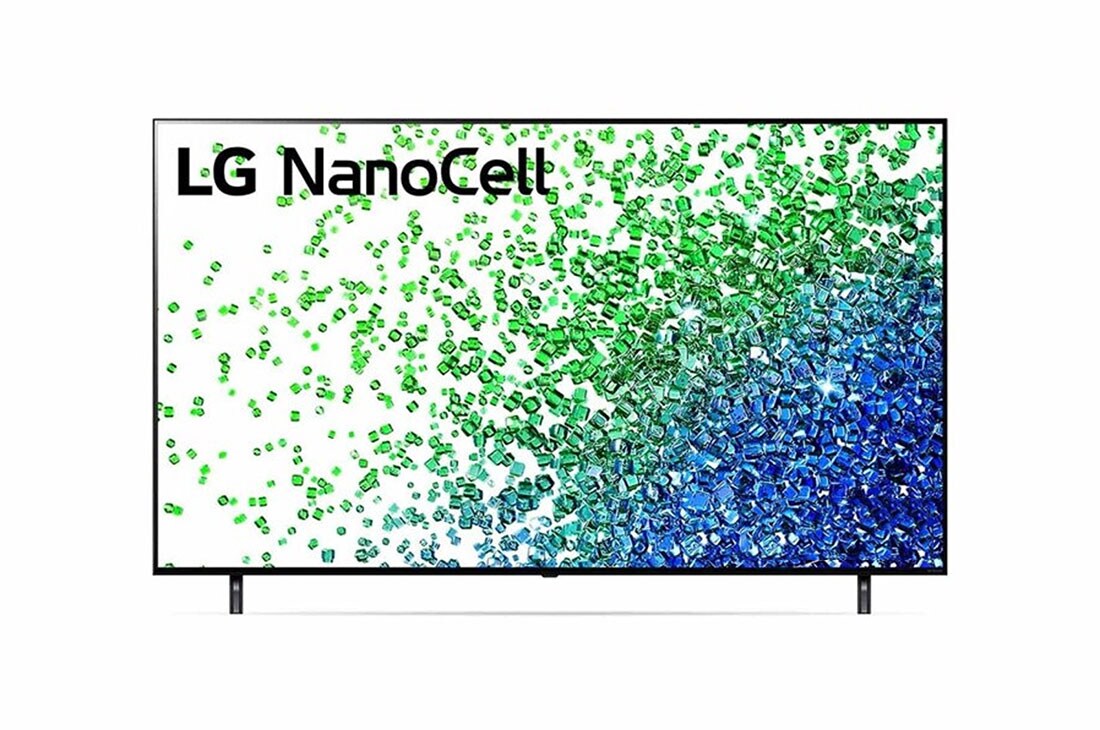 LG 75 collu NanoCell 4K televizors ar α7 procesoru un HGIG re?īmu spēlēm, Skats no priek?puses uz LG NanoCell televizoru, 75NANO803PA